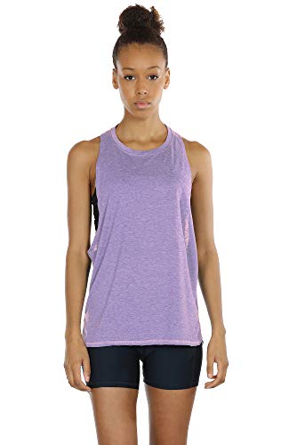 icyzone Sueltas y Ocio Camiseta sin Mangas Camiseta de Fitness Deportiva de Tirantes para Mujer(Paquete de 3) (M, Negro/Gris/Lavanda)