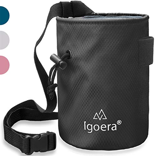 Igoera Bolsa magnesio Escalada, magnesera Robusta y Resistente al Polvo, Incl. cinturón de sujeción Ajustable, Chalk Bag para Mayor sujeción y Seguridad (Negro)