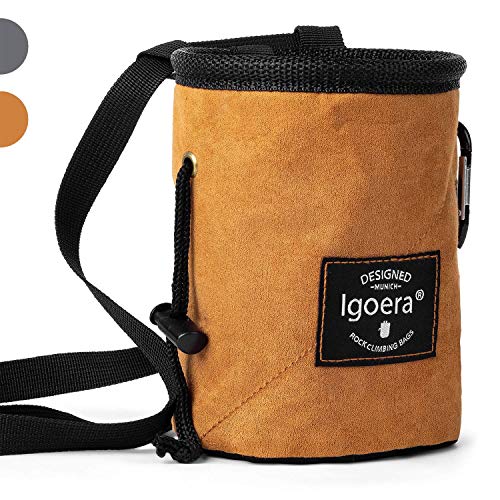 Igoera magnesera de Escalada, Capa Interna Ideal para la distribución del magnesio, Bolsa magnesio Escalada/Chalk Bag Robusta y Duradera para Mayor Seguridad (Marron)