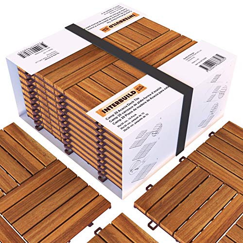 Interbuild Camp 20 - Baldosas de madera de acacia para balconas y terrazas -30 x 30 cm - 0,9 m2 por PACK - 10 en total