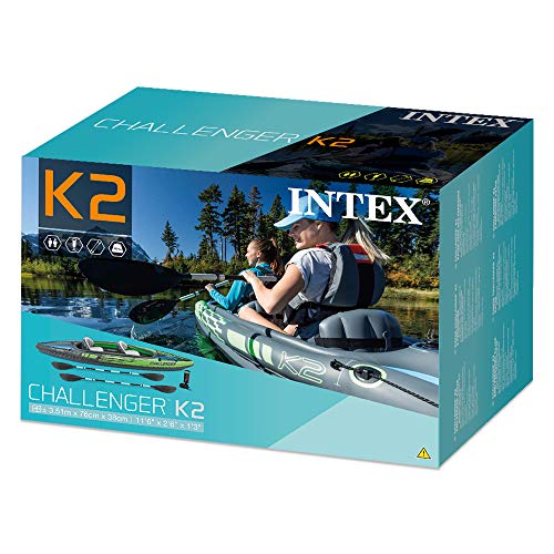 Intex 68306NP - Kayak hinchable Challenger K2 con 2 remos, 351 x 76 x 38 cm