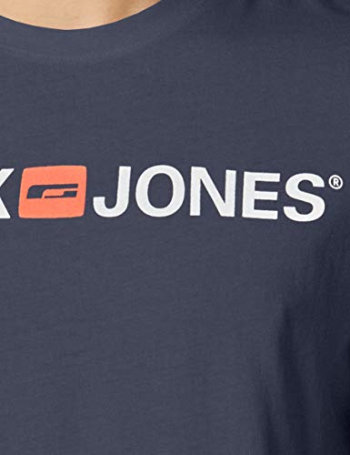 Jack & Jones Jjecorp Logo tee SS Crew Neck Noos Camiseta, Azul (Navy Blazer Detail: Slim Fit), Large para Hombre