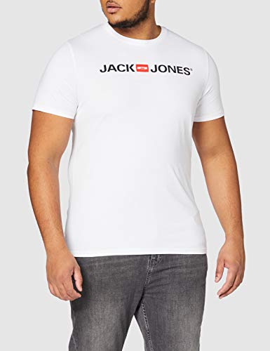 Jack & Jones Jjecorp Logo tee SS Crew Neck Noos Camiseta, Blanco (White Detail: Slim Fit), Medium para Hombre