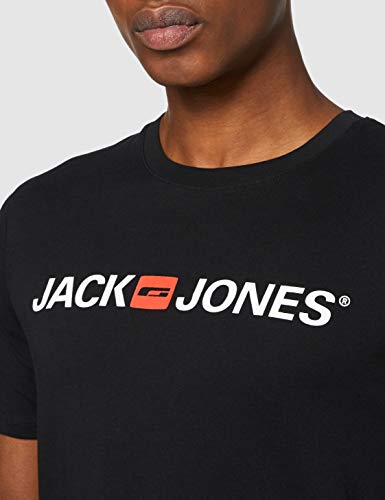 Jack & Jones Jjecorp Logo tee SS Crew Neck Noos Camiseta, Negro (Black Detail: Slim Fit), Medium para Hombre