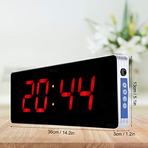 Jeffergarden Reloj Digital Pared Grande Inicio Reloj de Pared Digital Pared con Reloj Digital Reloj de Pared de Temperatura y Decoración de la Sala de Estar 110-240V (36 * 13 * 3cm-Hora + Minuto)