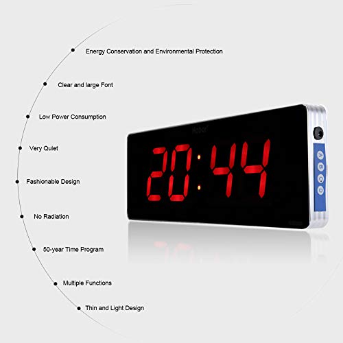 Jeffergarden Reloj Digital Pared Grande Inicio Reloj de Pared Digital Pared con Reloj Digital Reloj de Pared de Temperatura y Decoración de la Sala de Estar 110-240V (36 * 13 * 3cm-Hora + Minuto)