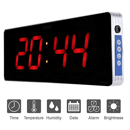 Jeffergarden Reloj Digital Pared Grande Inicio Reloj de Pared Digital Pared con Reloj Digital Reloj de Pared de Temperatura y Decoración de la Sala de Estar 110-240V (36 * 13 * 3cm-Hora + Minuto)