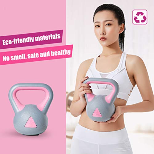 JLDN Aptitud Pesa Rusa, Kettlebell portátil Antideslizante asa fisicoculturismo Entrenamiento con Pesas, Kettlebells para la Fuerza y ​​Entrenamiento Cardiovascular,Pink_8Kg