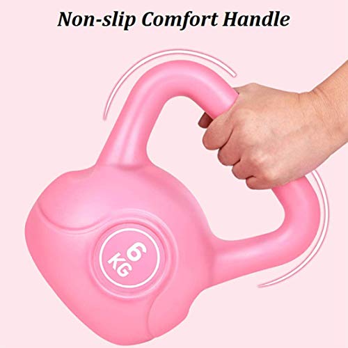 JLDN Aptitud Pesa Rusa portátil, Kettlebell Antideslizante asa fisicoculturismo Entrenamiento con Pesas Kettlebells para la Fuerza y ​​Entrenamiento Cardiovascular,Purple_6Kg