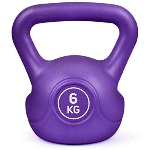 JLDN Aptitud Pesa Rusa portátil, Kettlebell Antideslizante asa fisicoculturismo Entrenamiento con Pesas Kettlebells para la Fuerza y ​​Entrenamiento Cardiovascular,Purple_6Kg