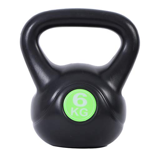 JLDN Aptitud Pesa Rusa portátil, Neopreno Kettlebell Antideslizante fisicoculturismo Entrenamiento Kettlebells con Pesas Grande para balística, núcleo, Entrenamiento con Pesas,Black_6Kg