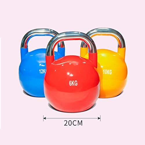 JLDN Hierro Pesa Rusa Hierro Fundido, Kettlebell Aptitud portátil Antideslizante asa fisicoculturismo Entrenamiento con Pesas, Kettlebells para Gimnasio en casa o Set Crossfit Entrenamientos,Red_6Kg