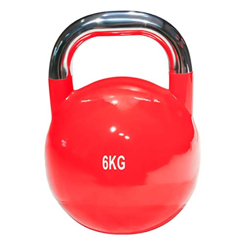 JLDN Hierro Pesa Rusa Hierro Fundido, Kettlebell Aptitud portátil Antideslizante asa fisicoculturismo Entrenamiento con Pesas, Kettlebells para Gimnasio en casa o Set Crossfit Entrenamientos,Red_6Kg