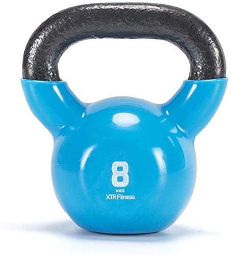 JLDN Kettlebell del hierro Hierro Fundido, Pesa Rusa portátil Antideslizante asa para fisicoculturismo Entrenamiento con Pesas, Kettlebells para gimnasio en casa o Set Crossfit entrenamientos,Blue 8kg