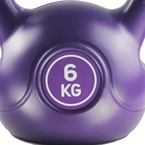 JLDN Vinyl Coated Pesa Rusa, portátil Antideslizante Kettlebell fisicoculturismo Equipo de Entrenamiento Entrenamiento Kettlebells con Pesas para la Fuerza y ​​Entrenamiento Cardiovascular,Purple_6Kg