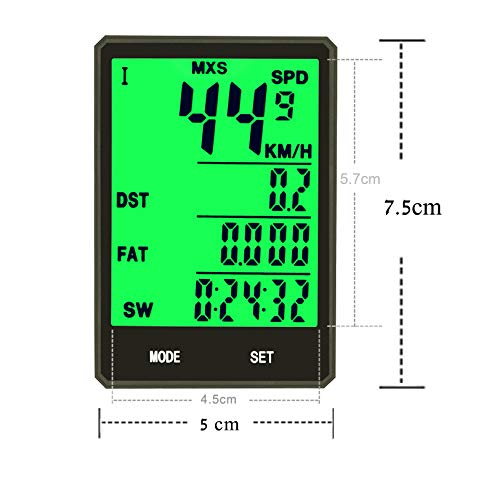 KASTEWILL Velocímetro Inalámbrico Multifunción con Pantalla LED de Retroiluminación, Impermeable, Velocímetro para Bicicleta