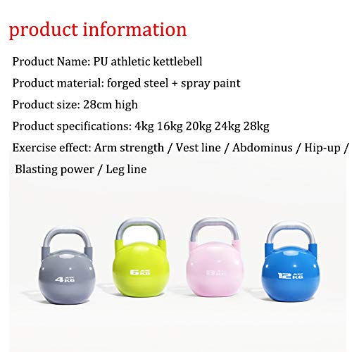 Kettlebell HAHA Kettlebells De Sentadillas De Colores, Acero Forjado, Equipo De Entrenamiento De Fitness para Hombres Y Mujeres 4 Kg 16 Kg 20 Kg 24 Kg 28 Kg (Color : 4kg Gray)