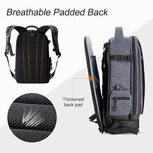 K&F Concept Mochila Fotográfica Impermeable para Cámaras Réflex Digital SLR Lente Trípode Flash Laptop Portátil 13.3” iPad 12” y Drone