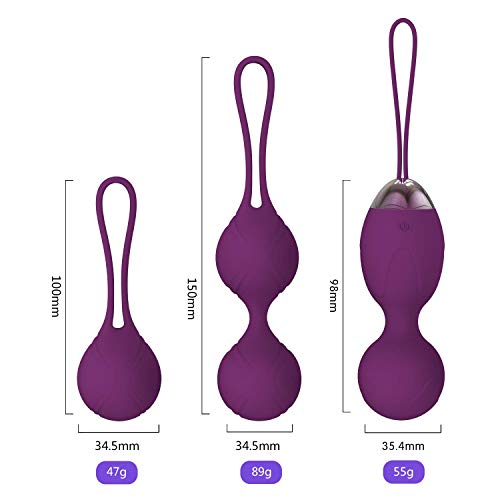 Kit de pelotas Kegel Pesas para ejercicios: masajeador 2 en 1 Bolas Ben Wa para principiantes Control remoto inalámbrico inalámbrico de silicona Masajeador, ejercicio pélvico recargable de Kegel