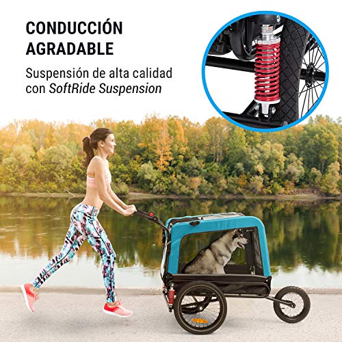 KLAR FIT Klarfit Husky Vario 2 en 1 Remolque para Perro y Silla de Paseo para Perro - Aprox. 240 litros de Volumen, Material: 600D Oxford Canvas, SmartSpace Concept, Carga máxima: 40 kg, Color: Azul