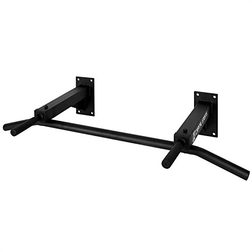 KLAR FIT Klarfit Tyro S1 Barra de Dominadas y Flexiones - Carga máx. 350 kg, Agarre múltiple, Base Acero Resistente, Incluye Kit Montaje en Pared, Entrenamiento en casa, Color Negro