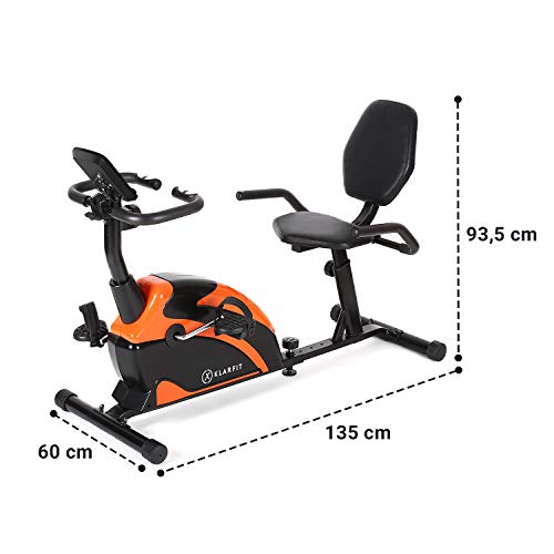 KLAR FIT Relaxbike 6.0 SE Bicicleta reclinada - Bicicleta estática, Volante de inercia de 12 kg, Resistencia magnética de 8 Niveles, Soporte para Tablet, Silencioso, hasta 100 kg, Naranja