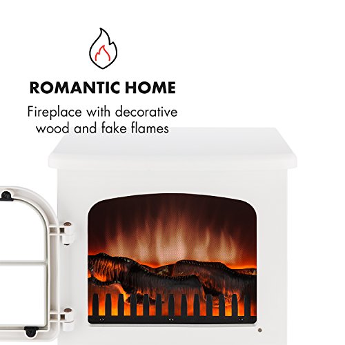 Klarstein St. Moritz - Chimenea eléctrica Virtual, Calefactor, Calefacción, Sistema Independiente de Calefactor, 1850W, 2 Niveles, Termostato, Libre de Fuego y Humo, Blanco