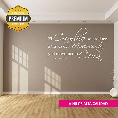 La Tienda de las Pegatinas® Pegatina de pared Frase Pilates, Decoración Casa, Gimnasio, Sticker, Vinilo Decorativo. (Mediano 119 x 67 cm, Negro)