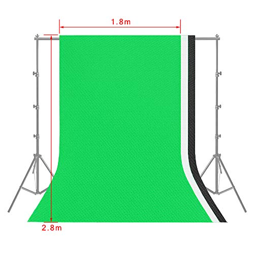 LARS360 2.6M x 3M Soportes de Fondo Sistema de Soporte para Fondo con 1.8M x 2.8M Fondo(Blanco,Negro,Verde) y 3 Abrazaderas de Fondo, para Fotografía y Vídeo