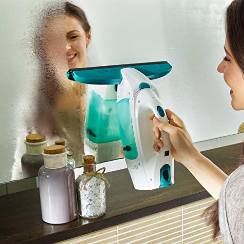 Leifheit Set Aspirador Limpiacristales Dry & Clean con Palo y Limpiaventanas para Una Limpieza 360º sin Marcas, Aspiradora Vertical con 35 min de Autonomía, Multicolor