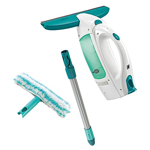 Leifheit Set Aspirador Limpiacristales Dry & Clean con Palo y Limpiaventanas para Una Limpieza 360º sin Marcas, Aspiradora Vertical con 35 min de Autonomía, Multicolor