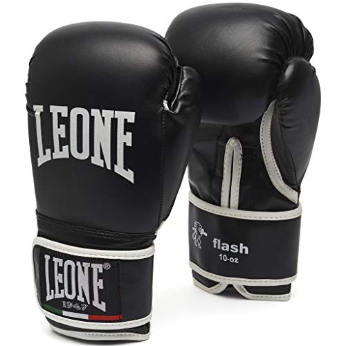 LEONE 1947 Guantes de Boxeo, Modelo Flash Negro Negro Talla:10 Oz