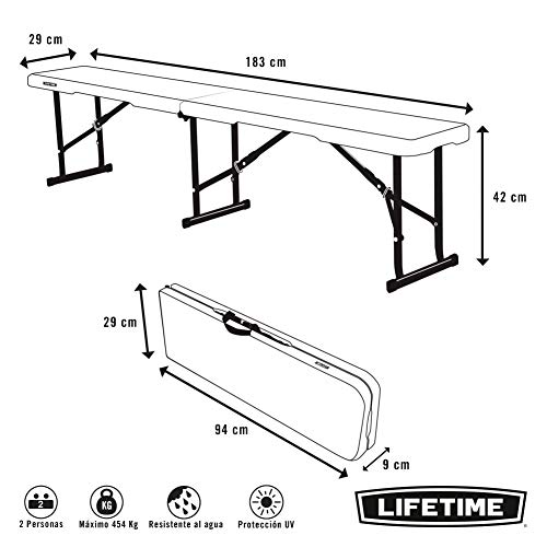 LIFETIME 80305 - Banco plegable resistente 454 kg 183 x 29 x 42 cm UV100