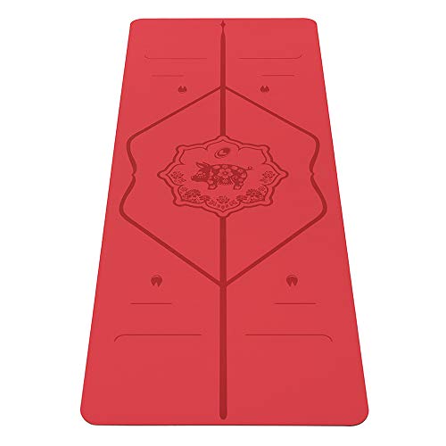 Liforme Esterilla de Yoga Año del Cerdo - Mejor Estera De Yoga del Mundo con Sistema De Alineación Patentado - Yoga Mat Ecológica y Completamente Antideslizante - Edición Especial Animales - Rojo