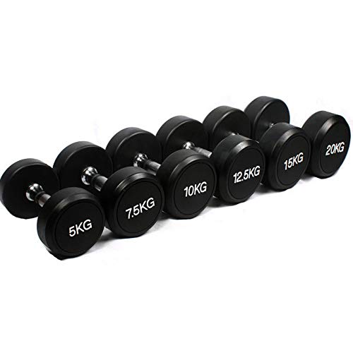 liutao Gimnasio con Mancuernas fijas de Goma con Mancuernas de Goma Mancuernas de Cabeza Redonda Mancuernas de Fitness 17.5 kg Solo