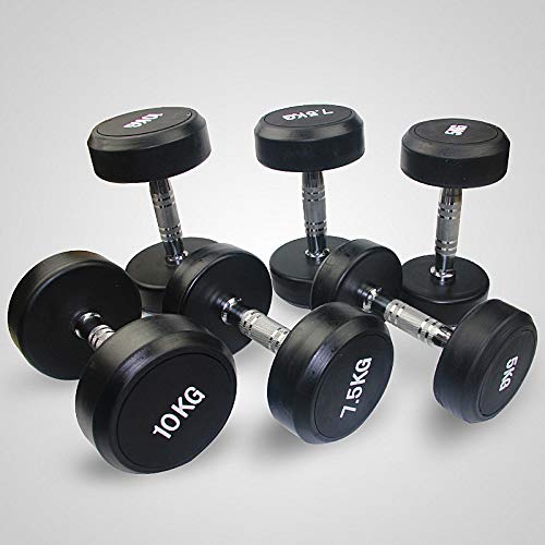 liutao Gimnasio con Mancuernas fijas de Goma con Mancuernas de Goma Mancuernas de Cabeza Redonda Mancuernas de Fitness 17.5 kg Solo