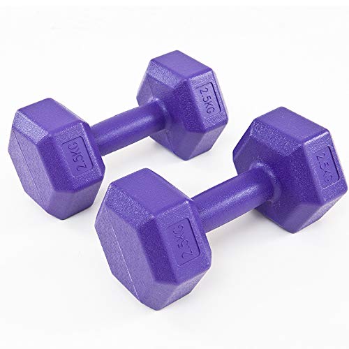 liutao Mancuernas hexagonales 5 kg 10 kg Mancuernas 20 kg Mancuernas Equipo de Gimnasio en casa Solo 2.5 kg (Morado)