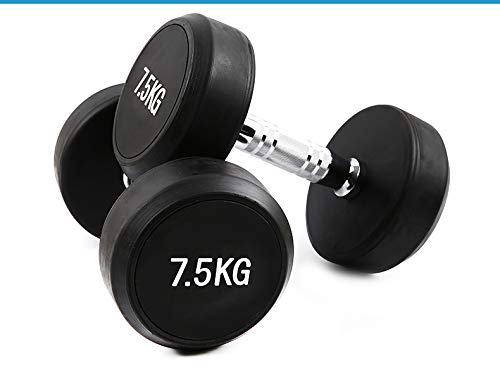 liutao Mancuernas recubiertas de Goma Mancuernas de Entrenamiento del Brazo doméstico Mancuernas Mancuernas fijas de Goma para Hombres Pesas de Cabeza Redonda de 5 kg (2.5 kg x 2) Femeninas