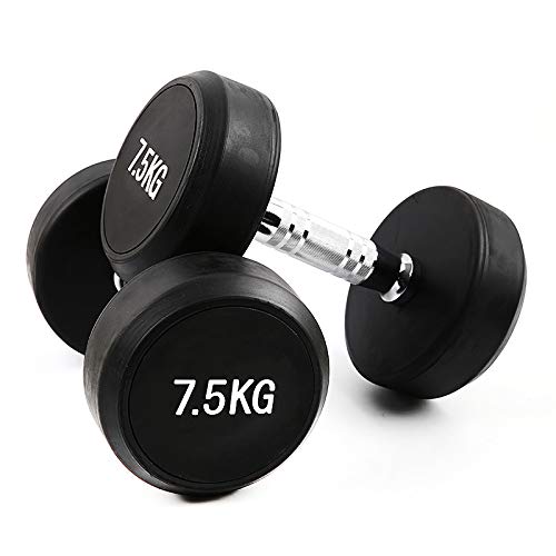 liutao Mancuernas recubiertas de Goma Mancuernas de Entrenamiento del Brazo doméstico Mancuernas Mancuernas fijas de Goma para Hombres Pesas de Cabeza Redonda de 5 kg (2.5 kg x 2) Femeninas