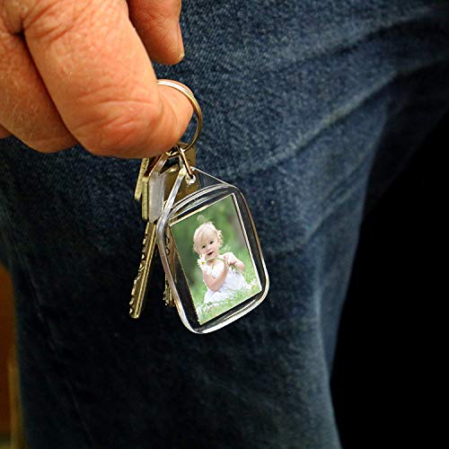 Llaveros de Fotos de Acrilico (50 Piezas) - 3,2 x 5,4cm Llavero en Blanco - Transparente Insertar Fotos Llaveros - plástico Fotos Personalizadas Llavero - Apto para Hombres y Mujeres