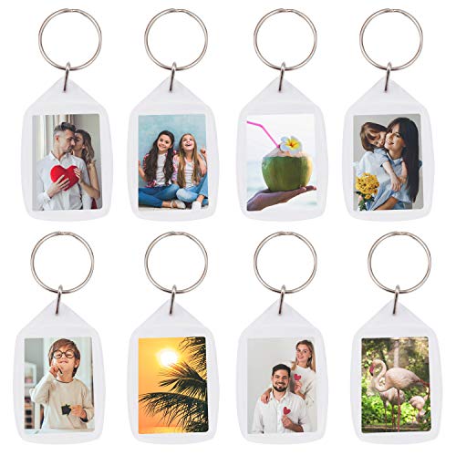 Llaveros de Fotos de Acrilico (50 Piezas) - 3,2 x 5,4cm Llavero en Blanco - Transparente Insertar Fotos Llaveros - plástico Fotos Personalizadas Llavero - Apto para Hombres y Mujeres