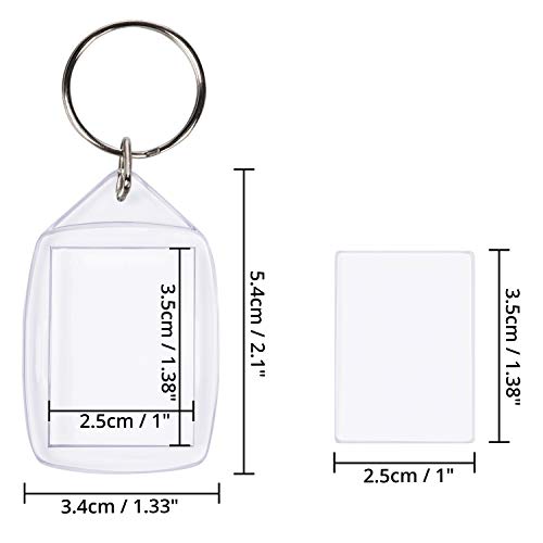 Llaveros de Fotos de Acrilico (50 Piezas) - 3,2 x 5,4cm Llavero en Blanco - Transparente Insertar Fotos Llaveros - plástico Fotos Personalizadas Llavero - Apto para Hombres y Mujeres