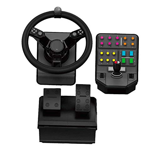 Logitech G Saitek Paquete de Equipo Pesado, Volante 900 Grados, +38 Botones Asignables, Dos Palancas Analógicas, USB, PC/Mac, color Negro