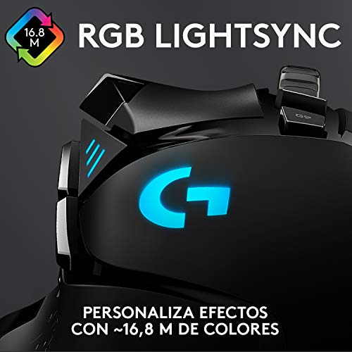 Logitech G502 HERO Ratón Gaming con Cable Alto Rendimiento, Sensor HERO 16K, 16 000 DPI, RGB, Peso Personalizable, 11 Botones Programables, Memoria Integrada, PC /Mac - Negro