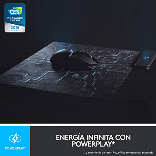 Logitech G903 Lightspeed Ratón Gaming Inalámbrico, Captor Hero 16,000 dpi, RGB, Ultraligero, Botones Programables, Batería de 140h Memoría Integrada, Ambidiestro, Compatible con PC/Mac, Negro