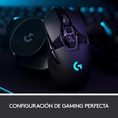 Logitech G903 Lightspeed Ratón Gaming Inalámbrico, Captor Hero 16,000 dpi, RGB, Ultraligero, Botones Programables, Batería de 140h Memoría Integrada, Ambidiestro, Compatible con PC/Mac, Negro