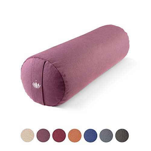 Lotuscrafts Bolster Yoga Rodillo para Yin Yoga Ø24 cm - Relleno de Espelta - Cubierta en Algodon Lavable- Cojin Yoga Rodilla - Rulo Pilates o Yoga - Bolster Yoga Algodon - Certificado Gots