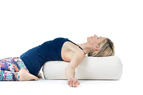 Lotuscrafts Bolster Yoga Rodillo para Yin Yoga Ø24 cm - Relleno de Espelta - Cubierta en Algodon Lavable- Cojin Yoga Rodilla - Rulo Pilates o Yoga - Bolster Yoga Algodon - Certificado Gots