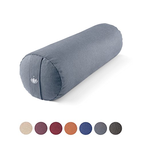 Lotuscrafts Bolster Yoga Rodillo para Yin Yoga Ø24 cm - Relleno de Espelta - Cubierta en Algodon Lavable- Cojin Yoga Rodilla - Rulo Pilates o Yoga - Bolster Yoga Algodon - Certificado Gots