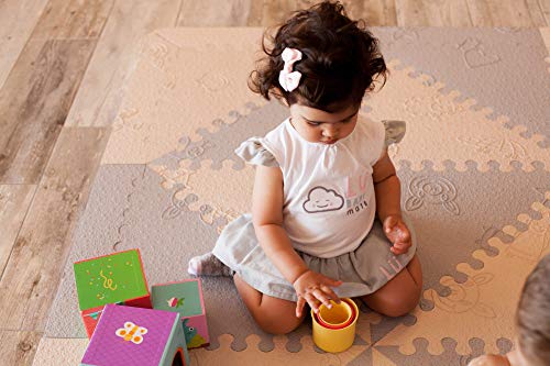 LuBabymats - Alfombra puzzle infantil para bebés de Foam (EVA), suelo extra acolchado para niños, color gris y beige